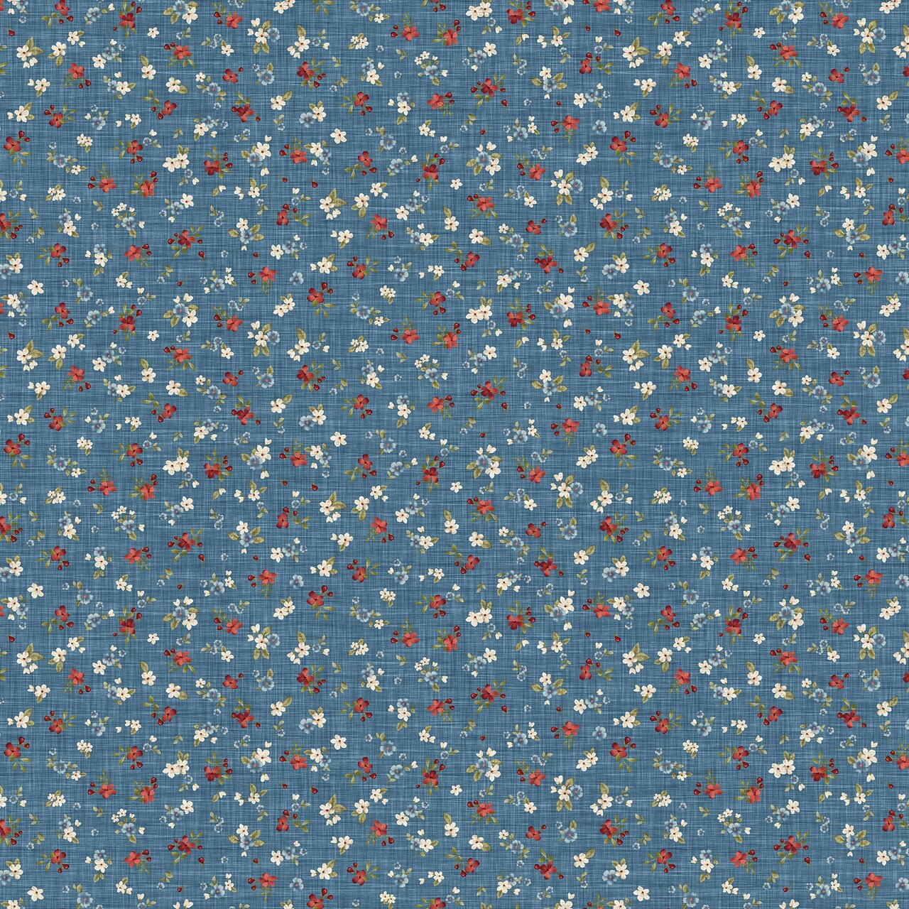 Fabric Northcott Blue Multi Floral Toss Farmhouse Sampler by the Quarter Yard 28605-44